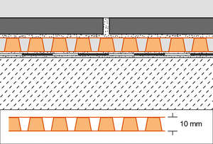Natte de drainage et de découplage pour pose collée SCHLÜTER DITRA-DRAIN 8 en polyéthylène indéformable L. 12,5 x l. 1 m x H. 8 mm