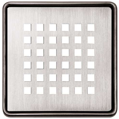 Ensemble grille/cadre d'évacuation SCHLÜTER KERDI-DRAIN-E D3 en acier inoxydable brossé - design Square - L. 10 x l. 10 cm