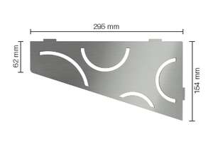 Tablette d'angle rectangulaire SCHLÜTER SHELF-E-S3 D6 - design Curve - en acier inoxydable brossé L. 295 x l. 154 mm