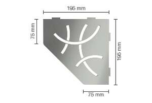 Tablette d'angle pentagonale SCHLÜTER SHELF-E-S2 D6 - design Curve - en acier inoxydable brossé L. 195 x l. 195 mm