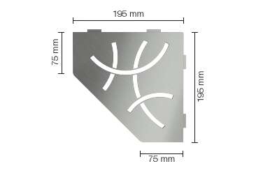Tablette d'angle pentagonale SCHLÜTER SHELF-E-S2 D6 - design Curve - en acier inoxydable brossé L. 195 x l. 195 mm