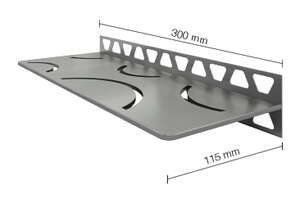 Tablette d'angle rectangulaire SCHLÜTER SHELF-W-S1 D6 - design Curve - en acier inoxydable brossé L. 300 x l. 115 mm