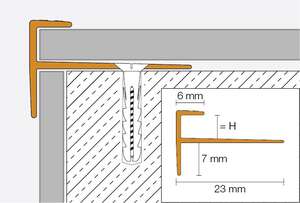 Profil de finition des chants de sols souples en escalier SCHLÜTER VINPRO-STEP en aluminium chromé anodisé brossé L. 250 cm x H. 5 mm