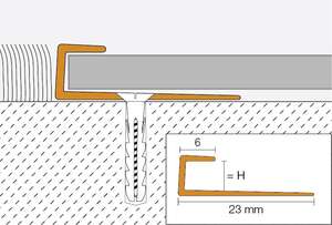 Profilé de finition pour l'encadrement de revêtement souple SCHLÜTER VINPRO-S en aluminium chromé anodisé brossé L. 2,5 m x H. 3 mm
