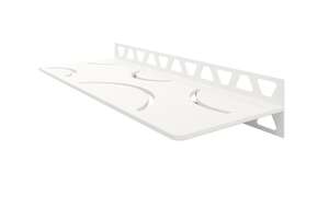 Tablette d'angle rectangulaire SCHLÜTER SHELF-W-S1 D6 - design Curve - en aluminium finition structurée blanc brillant mat L. 300 x l. 115 mm