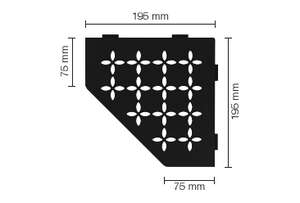 Tablette d'angle pentagonale SCHLÜTER SHELF-E-S2 D5 - design Floral - en aluminium finition structurée noir graphite mat L. 195 x l. 195 mm