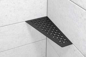 Tablette d'angle rectangulaire SCHLÜTER SHELF-E-S3 D5 - design Floral - en aluminium finition structurée noir graphite mat L. 295 x l. 154 mm