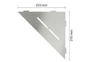 Tablette d'angle triangulaire SCHLÜTER SHELF-E-S1 D7 - design Pure - en acier inoxydable brossé L. 210 x l. 210 mm