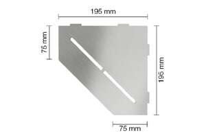 Tablette d'angle pentagonale SCHLÜTER SHELF-E-S2 D7 - design Pure - en acier inoxydable brossé L. 195 x l. 195 mm