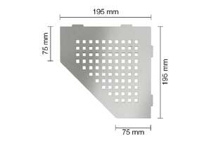 Tablette d'angle pentagonale SCHLÜTER SHELF-E S2 D3 - design Square - en acier inoxydable brossé L. 195 x l. 195 mm