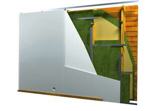 Panneau isolant HOMETEC 32 MOB en laine de verre non revêtue pour maisons à ossatures bois L. 2700 x l. 565 x Ép. 145 mm - R=4,50 m².K/W