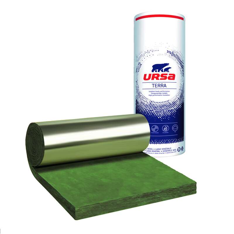 Panneau isolant URSA MRA 40 en laine de verre revêtue aluminium pour cloisons L. 12000 x l. 1200 x Ép. 60 mm - R=1,5 m².K/W
