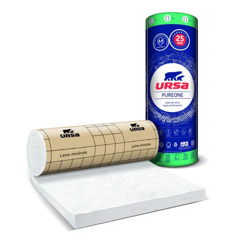 Panneau URSA PURE 32 PP en laine de verre revêtu Kraft pour cloisons L. 1350 x l. 600 x Ép. 101 mm - R=3,15 m².K/W