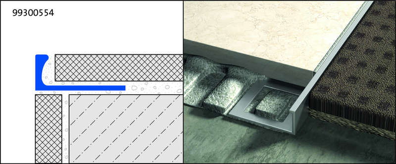 Profilé de finition chant droit pour sols et murs avec rebord visible en aluminium anodisé L. 300 cm x H. 8 mm argent