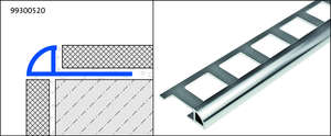 Profilé de finition arrondi pour murs et sols en aluminium DURONDELL L. 2,5 m x H. 10 mm argent
