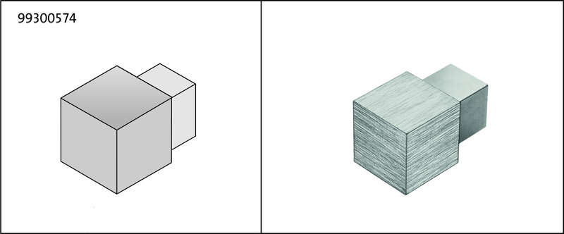 Angle sortant/rentrant pour profilé de finition carré en aluminium anodisé super brillant L. 9 x l. 9 x H. 9 mm titane - Lot de 2 pièces