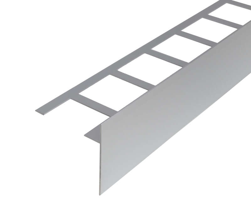 Profilé d'angle pour balcon pour pose avec plots en aluminium DURABAL BO L. 3 m x l. 80 x H. 80 mm argent