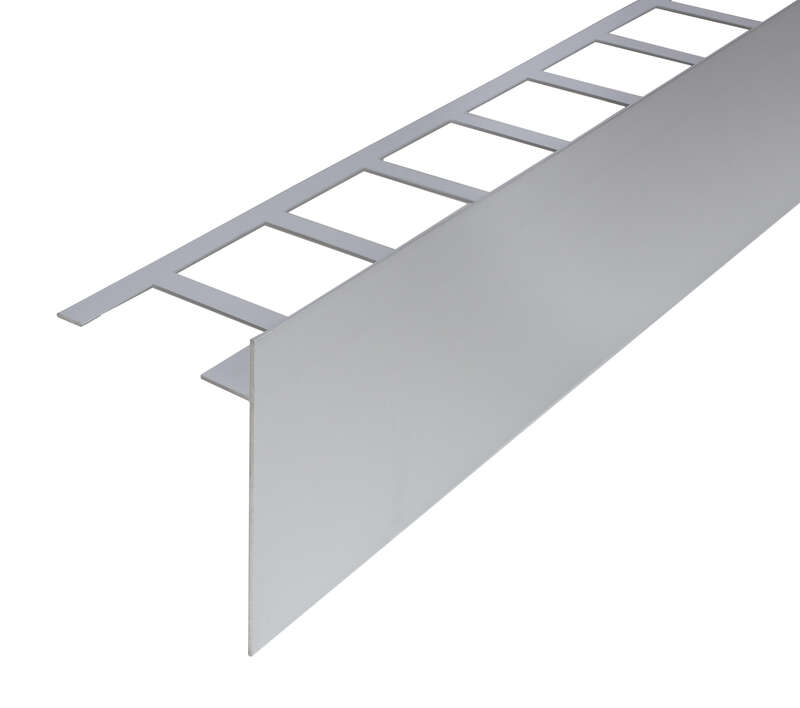 Profilé d'angle pour balcon pour pose avec plots en aluminium DURABAL BO L. 3 m x l. 80 x H. 120 mm argent