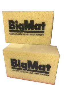 Eponge carrelage BIGMAT jaune avec logo, L. 17 x l. 11,5 cm x Ép. 7 cm