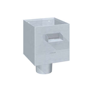 Boîte à eau carrée en zinc avec trop plein pour eaux pluviales CLASSIC naturel - L. 300 x l. 300 mm - Diam. 100 mm - A l'unité