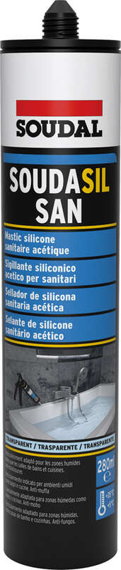 Mastic silicone acétique sanitaire pour joint en lieux humides transparent - Cartouche de 280 mLi