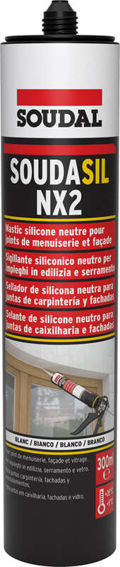 Mastic silicone neutre de construction et  de vitrage SOUDASIL NX2 blanc - Bombe de 300 ml