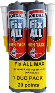 LOT DE 2 X 290 ML Fix ALL "HIGH TACK" BLANC
