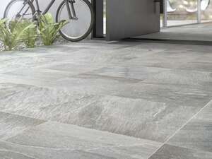 Carrelage sol int./ext. en grès cérame émaillé effet pierre DOMINO GARLAND Grey L. 45 x l. 45 cm x Ép. 8 mm - R11