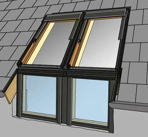 Raccord verrière d'angle MK04 gris anthracite pour l'étanchéité de fenêtre de toit - pose traditionnelle sur tuile l. 78 x H. 98 cm