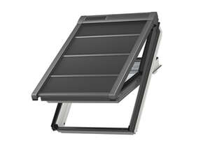 Volet roulant solaire SSS en aluminium noir pour fenêtre de toit UK04 l. 134 x H. 98 cm
