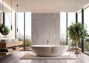 Carrelage décor pour mur intérieur en grès cérame à masse colorée effet pierre RAGNO REALSTONE TRAVERTINO Cannetto 3D Vein Bianco L. 120 x l. 60 cm x Ep. 9 mm - Rectifié