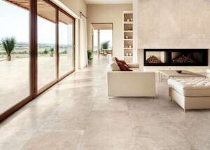 Carrelage sols/murs intérieurs en grés cérame à masse colorée effet pierre RAGNO REALSTONE TRAVERTINO Cross Beige L. 120 x l. 60 cm x Ep. 9 mm - R10 Rectifié