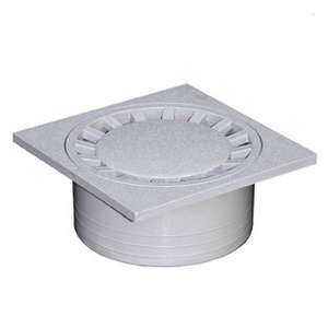 Siphon de cour anti-choc sortie verticale en PVC gris - 25x25 cm - Diam. 100 mm