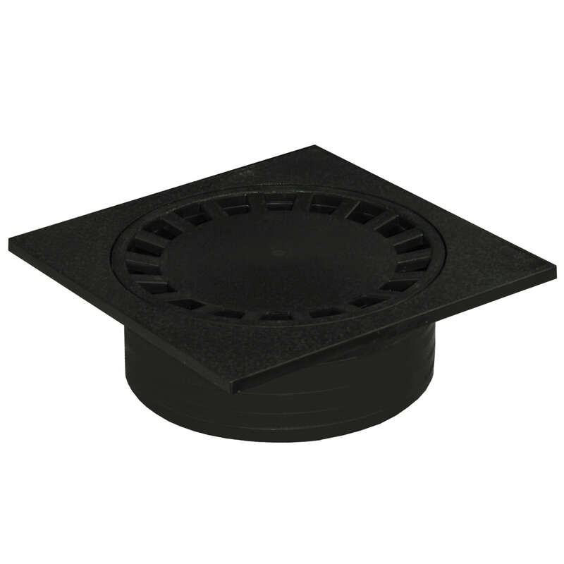 Siphon de cour anti-choc sortie verticale en PVC gris/noir - 20x20 cm