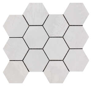 Mosaïque hexagone en grés cérame effet métal SINTESI MET ARCH Light Silver L. 34 x l. 30 cm x Ép. 8,2 mm