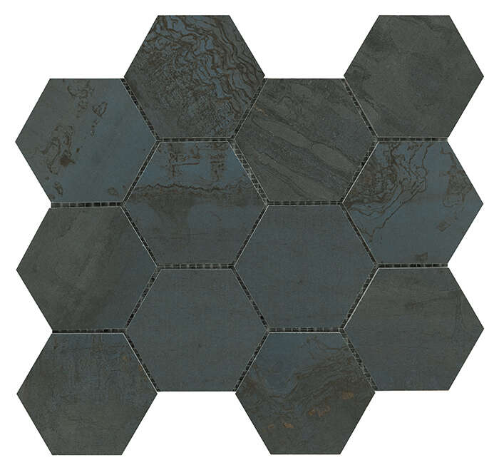 Mosaïque hexagone en grès cérame effet métal SINTESI MET ARCH Oxide L. 34 x l. 30 cm x Ép. 8,2 mm