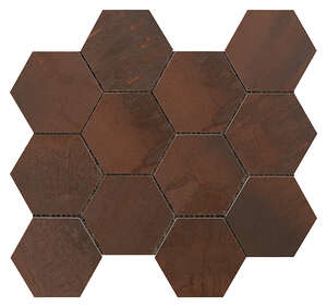 Mosaïque hexagone en grés cérame effet métal SINTESI MET ARCH Copper L. 34 x l. 30 cm x Ép. 8,2 mm
