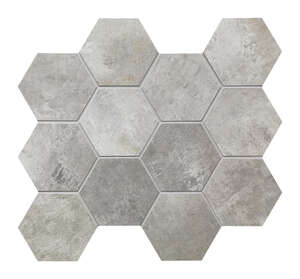 Mosaïque hexagone en grés cérame effet ciment SINTESI PAINT Grey L. 34 x l. 30 cm x Ép. 9 mm