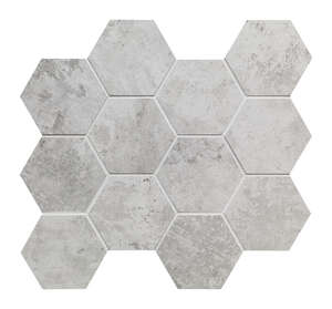 Mosaïque hexagone en grés cérame effet ciment SINTESI PAINT White L. 34 x l. 30 cm x Ép. 9 mm
