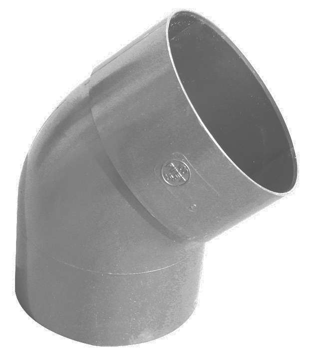 Coude de gouttière 45° mâle - femelle en PVC gris - Diam. 80 mm - Ép. 2,2 mm