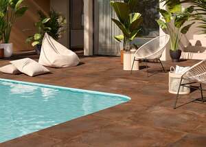 Carrelage sols extérieurs en grés cérame 20 mm effet métal ASCOT URBANICA Corten L. 90 x l. 90 cm x Ep. 20 mm - Rectifié R11C
