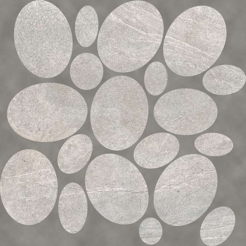 Mosaïque galets SASSI en grès cérame effet pierre NOVABELL ASPEN Rock Grey L. 30 x l. 30 cm x Ép. 9 mm
