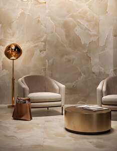 Carrelage sol/mur intérieur en grès cérame effet marbre MIRAGE ONYCE  champagne L. 120 x l. 60cm Ep. 9mm