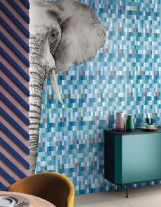 Carreau déco mural en grès cérame fantaisie slim MIRAGE INDOMITA Elephant L. 278 x l. 120 cm x Ep. 6mm