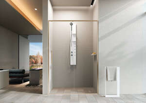 Paroi de douche 2 portes NOVELLINI RIGA en verre trempé transparent bronze brossé H. 200 x l. 106 cm