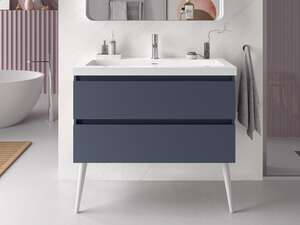 Meuble sous vasque 2 tiroirs à suspendre SALGAR SPIRIT 800 - L. 797 x Prof. 450 x Ht. 540 mm - Laqué Night Blue