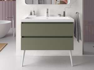 Meuble sous vasque 2 tiroirs à suspendre SALGAR SPIRIT 800 - L. 797 x Prof. 450 x Ht. 540 mm - Laqué Green Forest