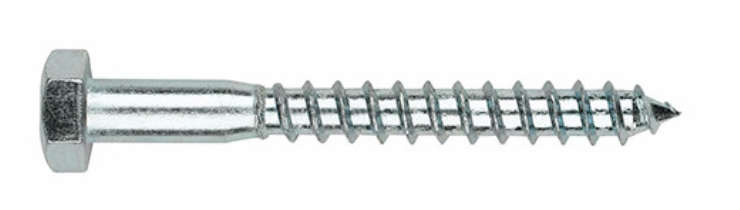 Tirefond acier zingué - Diam. 10 mm x L. 120 mm - Boîte de 50 pièces