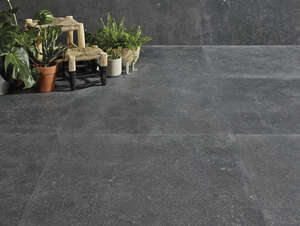 Carrelage pour sol extérieur en grès cérame à masse colorée 20 mm effet pierre ROCERSA ETERNAL STONE Dark l. 100 x L. 100 cm x Ép. 20 mm - Rectifié - R11C