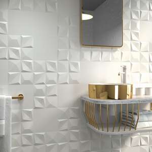 Carreau 3D pour mur intérieur - Faïence DUNE MULTISHAPES WHITE L. 25 x l. 25 cm x Ep. 9 mm